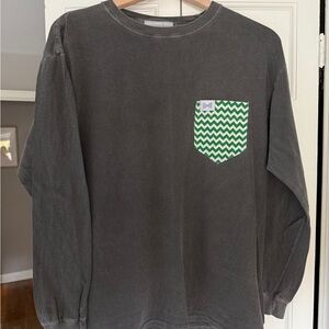 Fraternity collection long sleeved grey tee with accent pocket